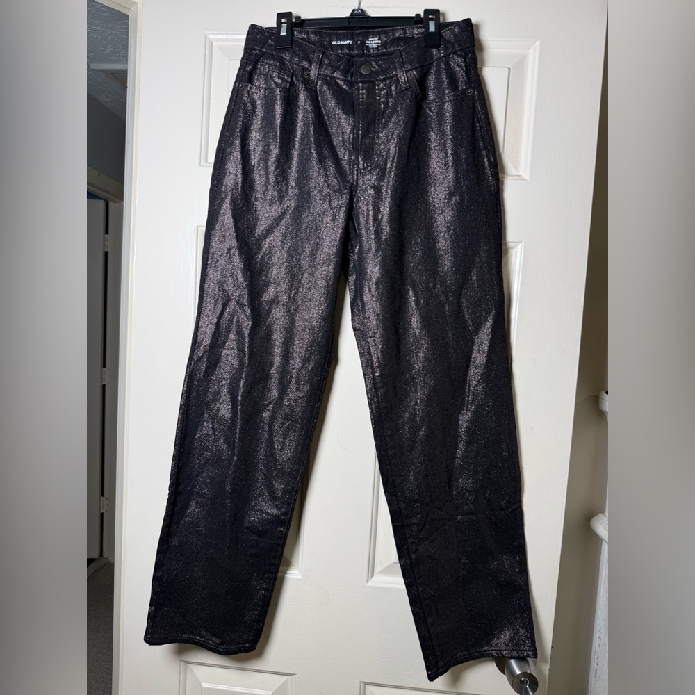 Old Navy Metallic Feel High Rise OG Loose Secret-Smooth Skin Pockets Jeans